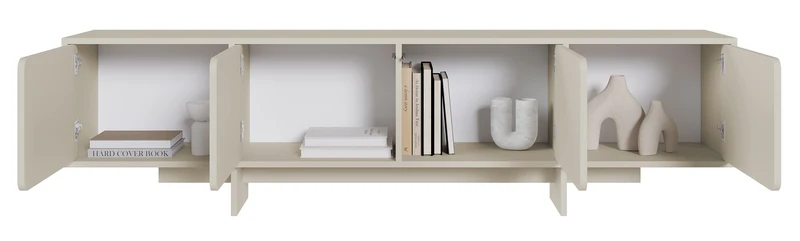 TV-Schrank Wuwu mit vier Schränken, 200 cm, grau-beige