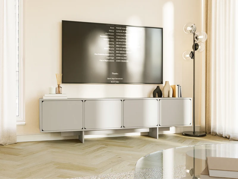 TV-Schrank Wuwu mit vier Schränken, 200 cm, grau-beige