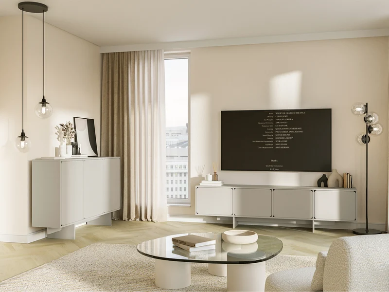 TV-Schrank Wuwu mit vier Schränken, 200 cm, grau-beige