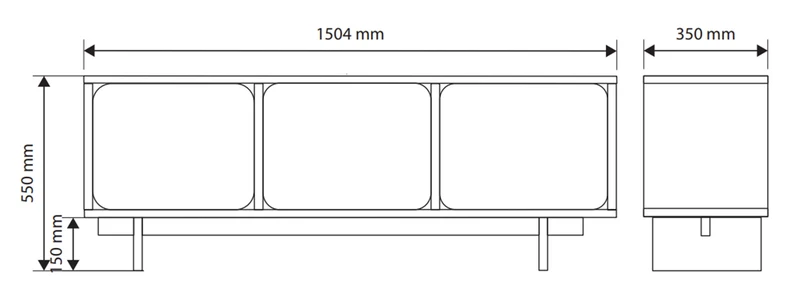 TV-Schrank Wuwu mit drei Schränken, 150 cm, grau-beige