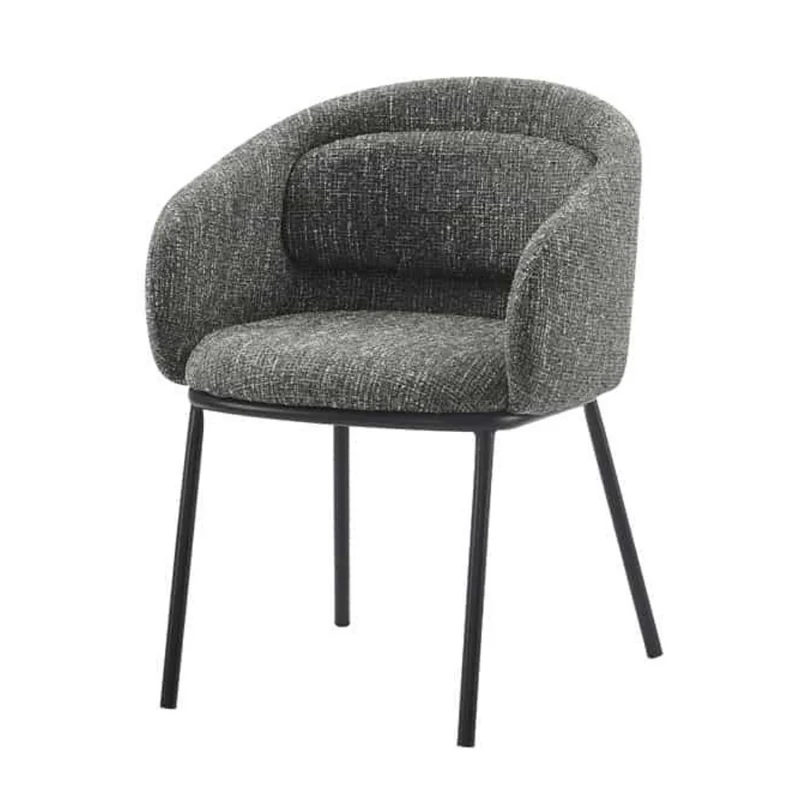 Eleganter Design Stuhl MADRID grau Strukturstoff mit Armlehne