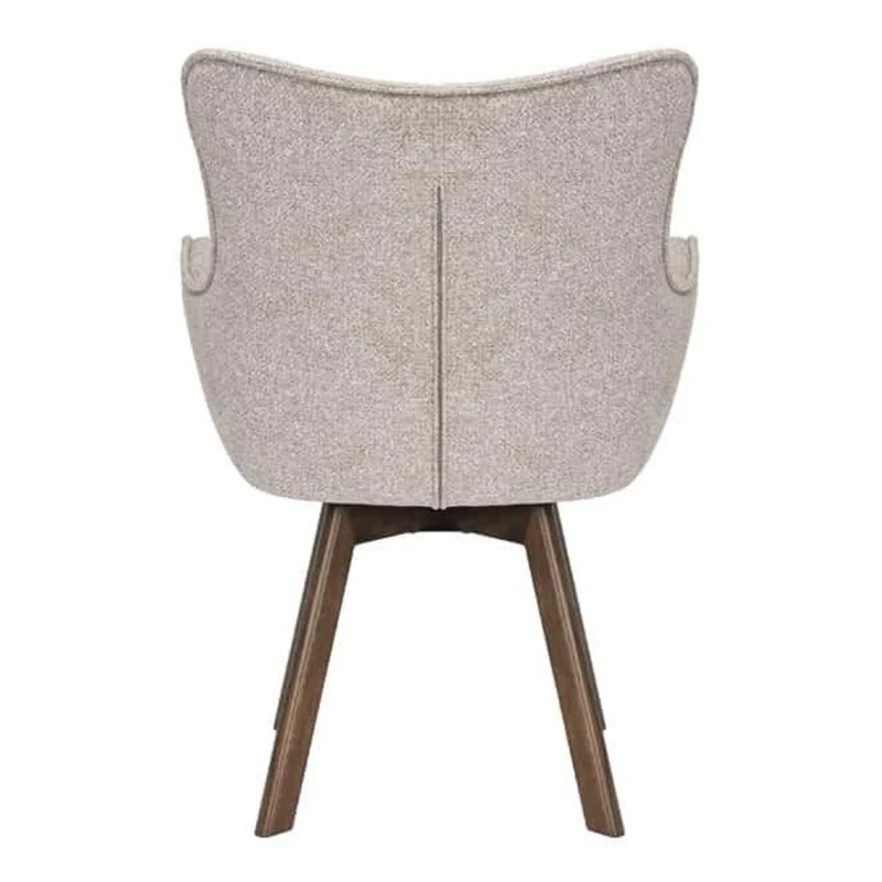 Drehbarer Stuhl ODIN beige Strukturstoff Eichenholz Gestell