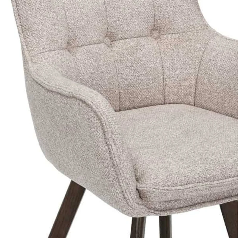 Drehbarer Stuhl ODIN beige Strukturstoff Eichenholz Gestell