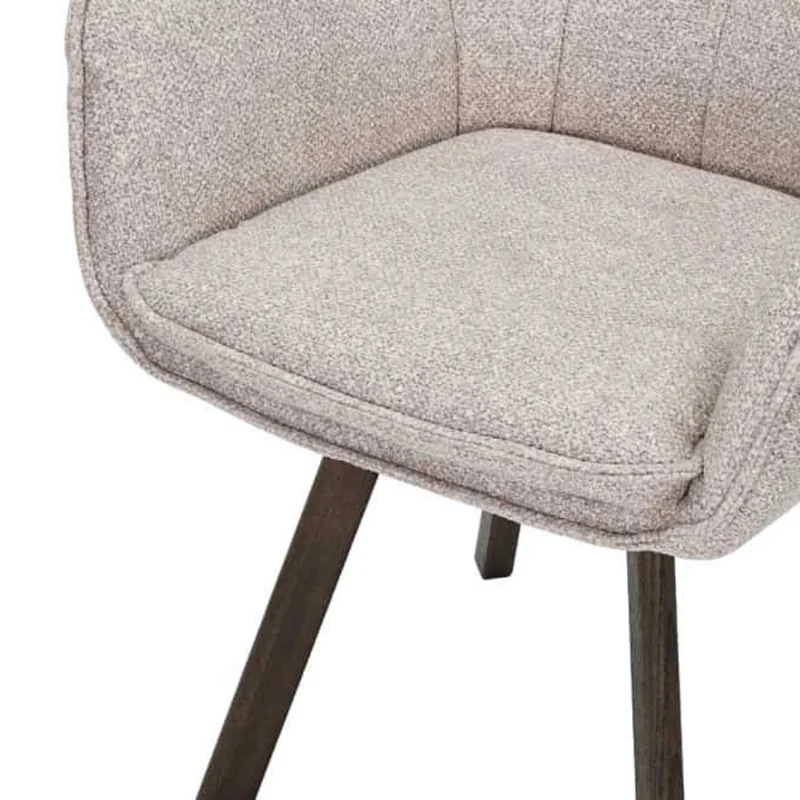 Drehbarer Stuhl ODIN beige Strukturstoff Eichenholz Gestell