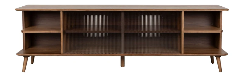 Sideboard Rise Large Walnut mit Riffelglas-Schiebetür für Wohnzimmer