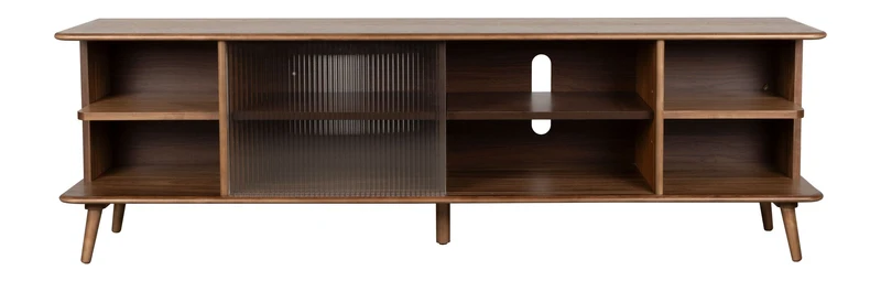 Sideboard Rise Large Walnut mit Riffelglas-Schiebetür für Wohnzimmer