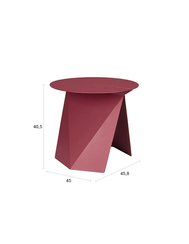 Beistelltisch Foldy Zuiver in Marsala-Rot mit Origami-Design aus Stahl