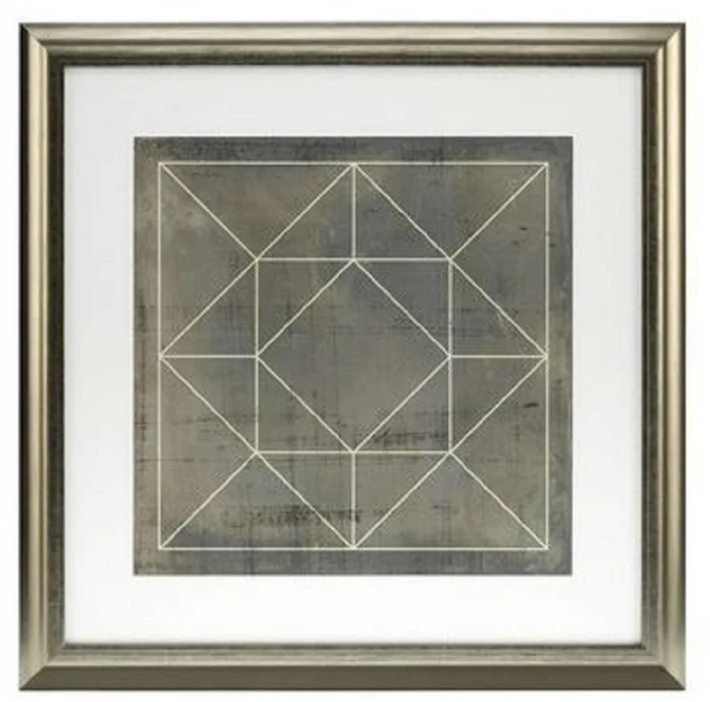 Casa Padrino Blaupausen Set geometrische Formen Grau / Gold 57 x H. 57 cm - Luxus Bilder mit Holzrahmen - Wanddeko