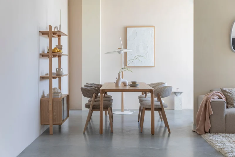 Esszimmerstuhl Bright 2er-Set, Beige mit Eichenholz-Gestell von Zuiver