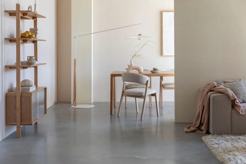 Esszimmerstuhl Bright 2er-Set, Beige mit Eichenholz-Gestell von Zuiver