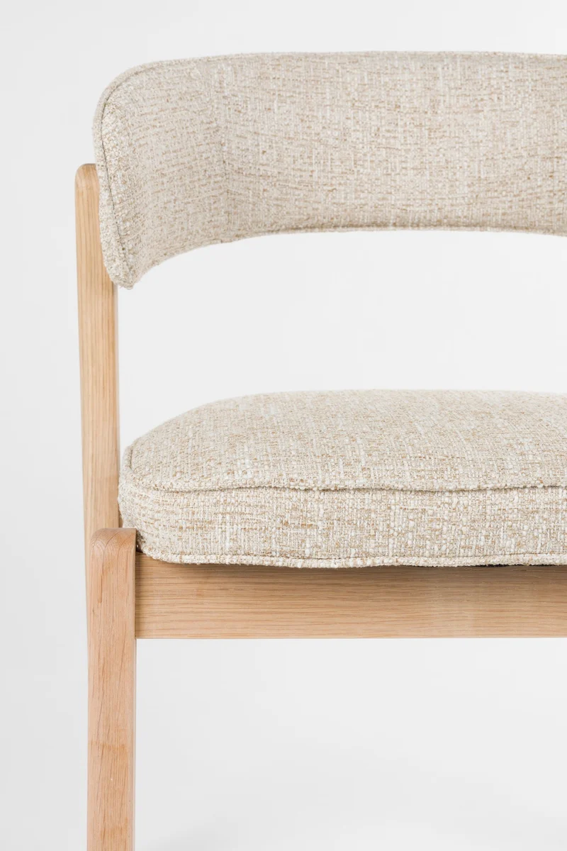 Esszimmerstuhl Bright 2er-Set, Beige mit Eichenholz-Gestell von Zuiver