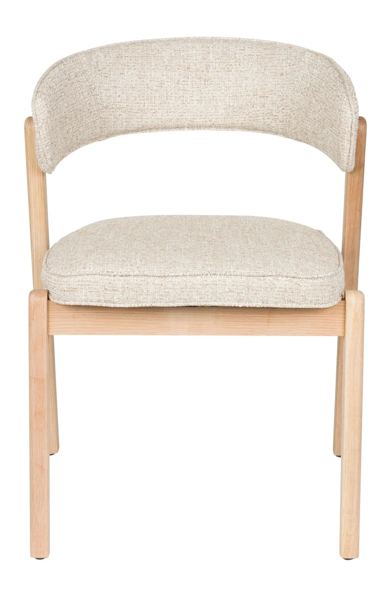 Esszimmerstuhl Bright 2er-Set, Beige mit Eichenholz-Gestell von Zuiver