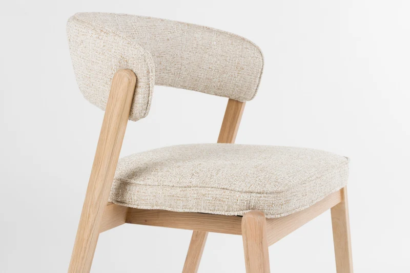 Esszimmerstuhl Bright 2er-Set, Beige mit Eichenholz-Gestell von Zuiver