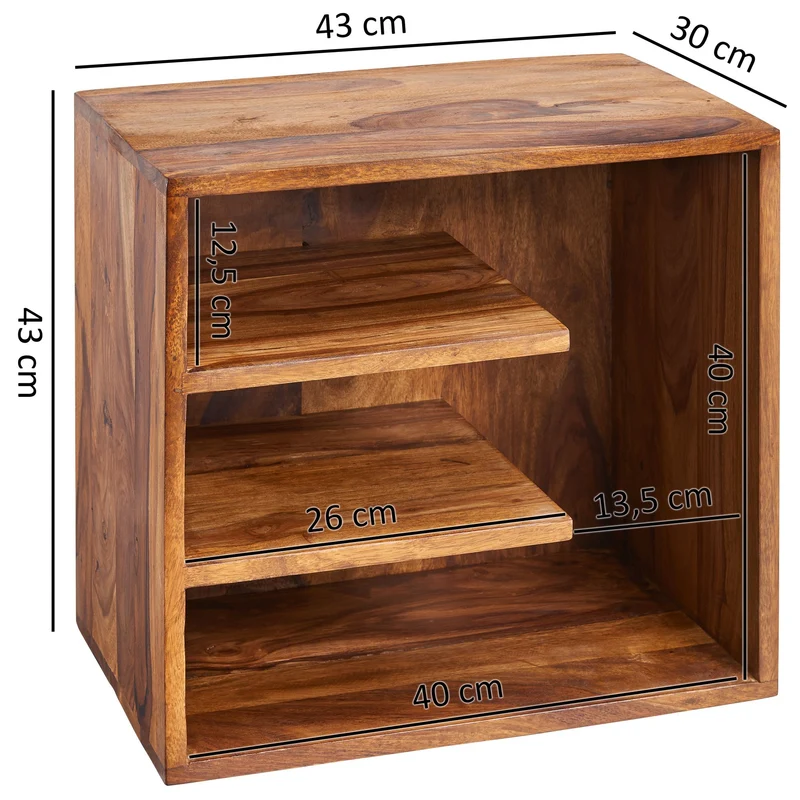 Beistelltisch Sheesham Massivholz 43x43x30cm Design Nachttisch Ablagen