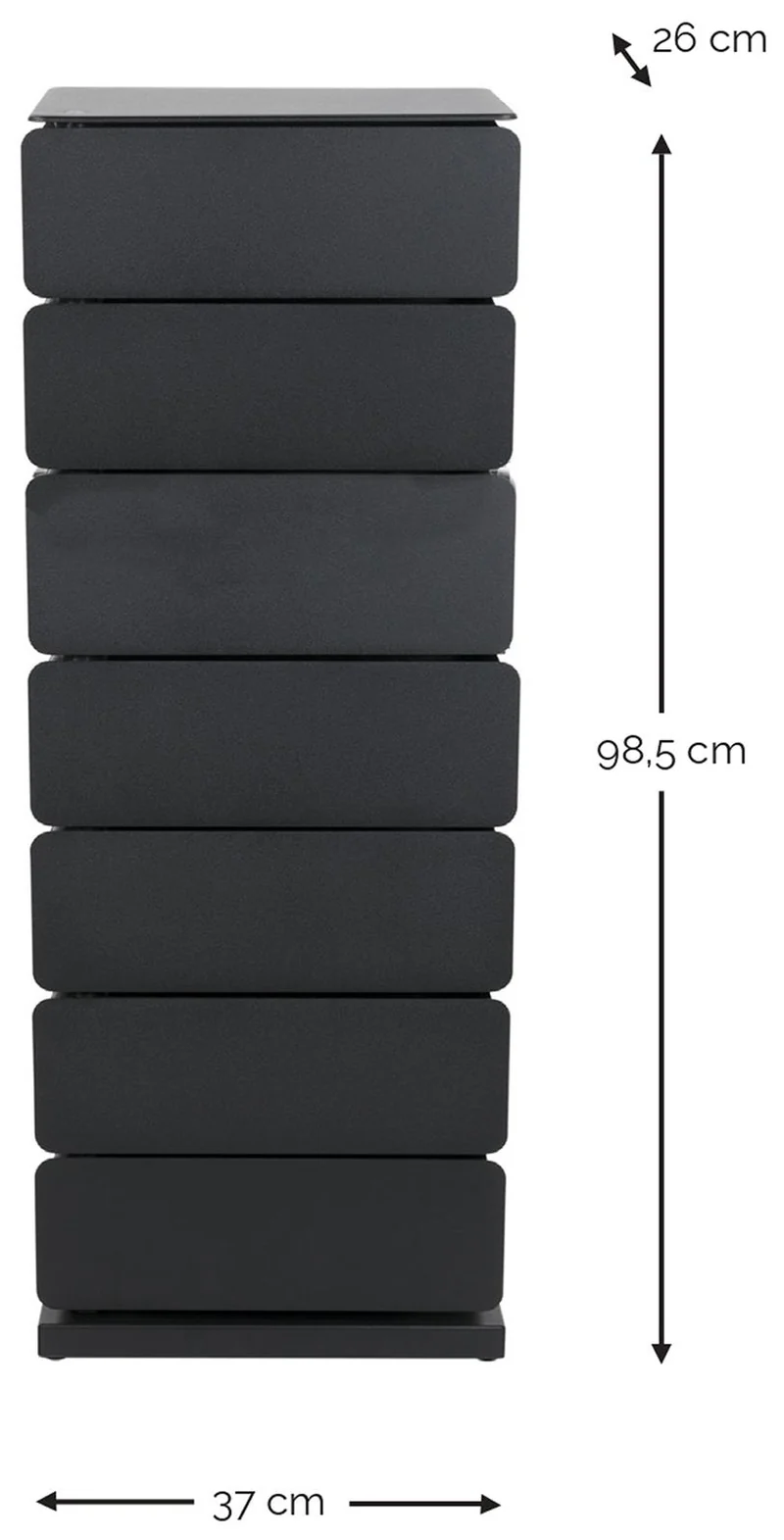 Spinder JOEY 7 Dresser: Minimalistischer Stahl-Schrank, Schwarz