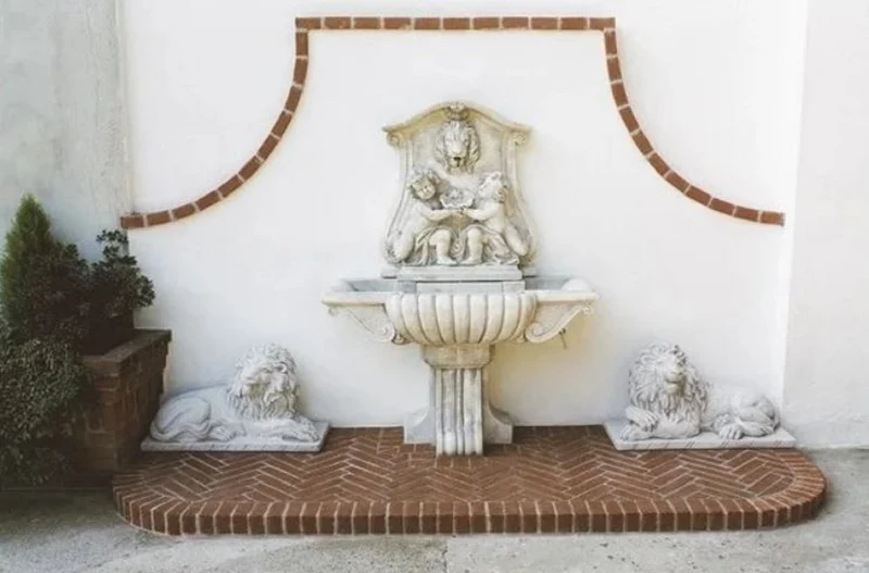 Casa Padrino Luxus Barock Wandbrunnen Grau 119 x H. 158 cm - Made in Italy