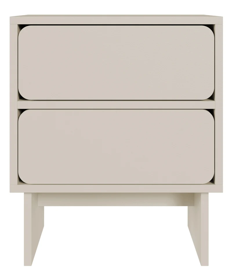 Nachttisch Wuwu mit zwei Schubladen, 50 cm, grau-beige