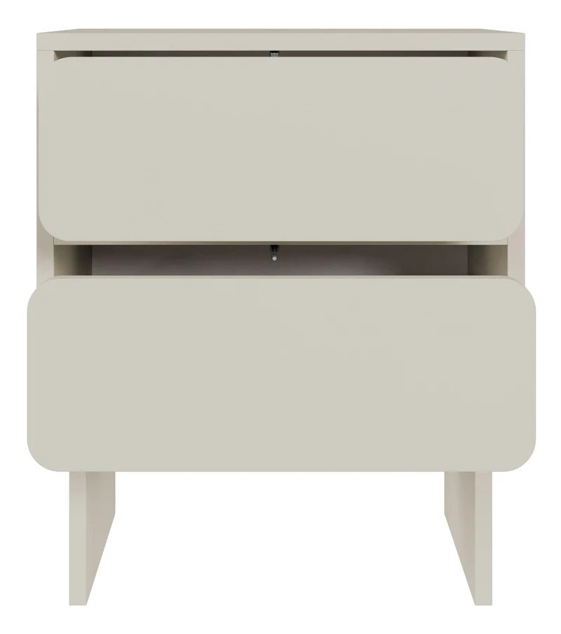 Nachttisch Wuwu mit zwei Schubladen, 50 cm, grau-beige