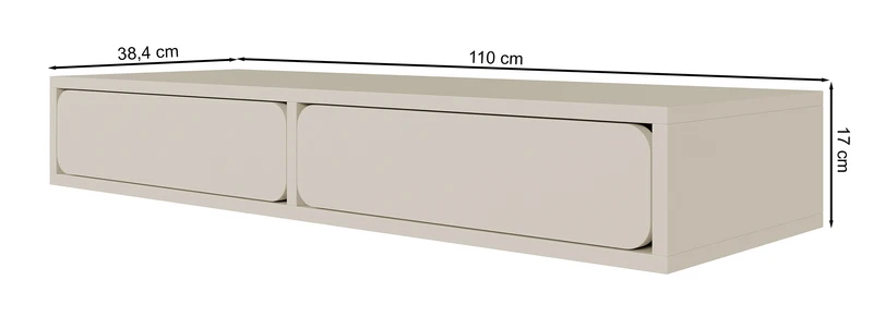 Hängender Schminktisch Wuwu mit zwei Schubladen, 110 cm, grau-beige