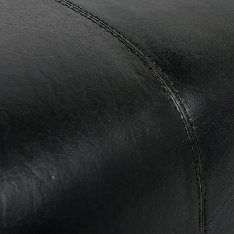 Leder Bank MAXI Schwarz 120cm Teakholz Turnbock