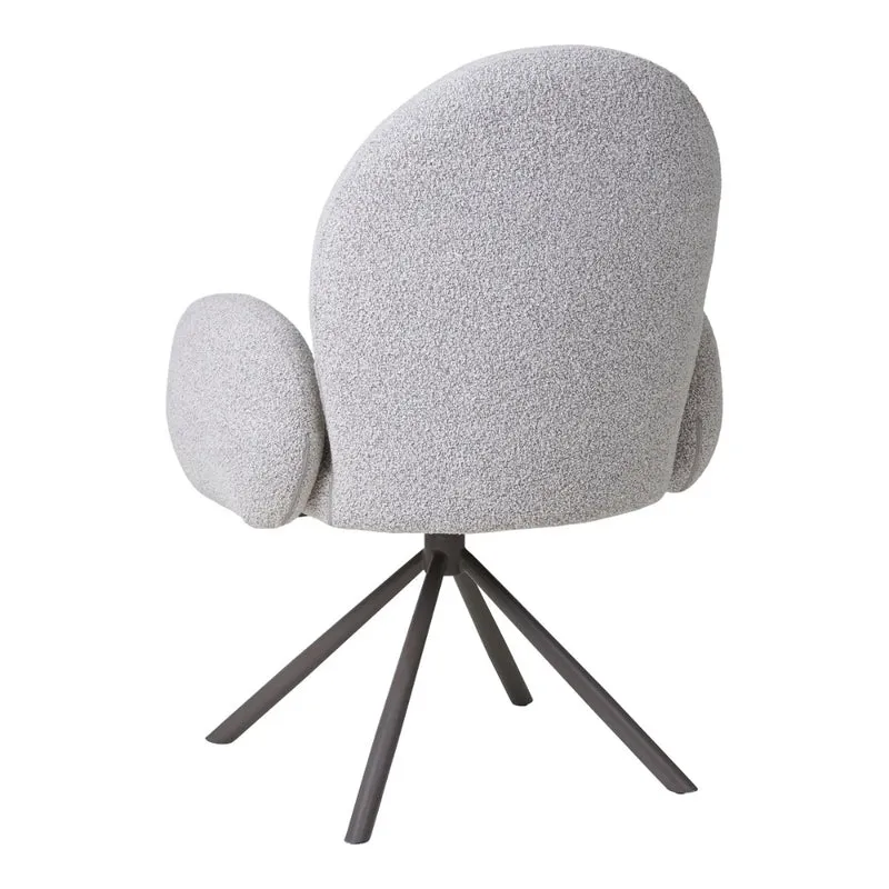 Retro Drehstuhl SOPHIE sand Bouclé grau Metallgestell Auto-Return