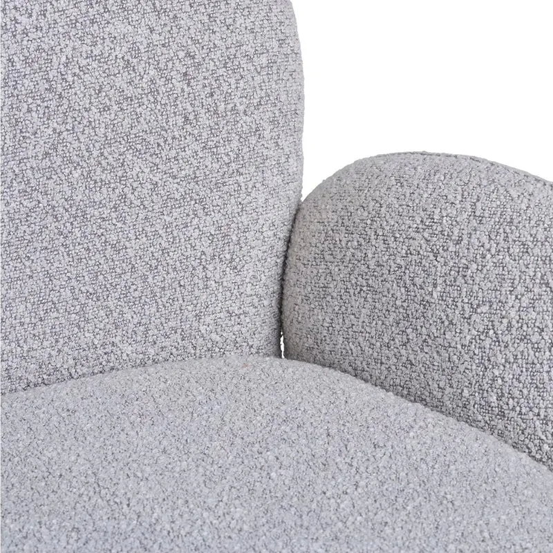 Retro Drehstuhl SOPHIE sand Bouclé grau Metallgestell Auto-Return
