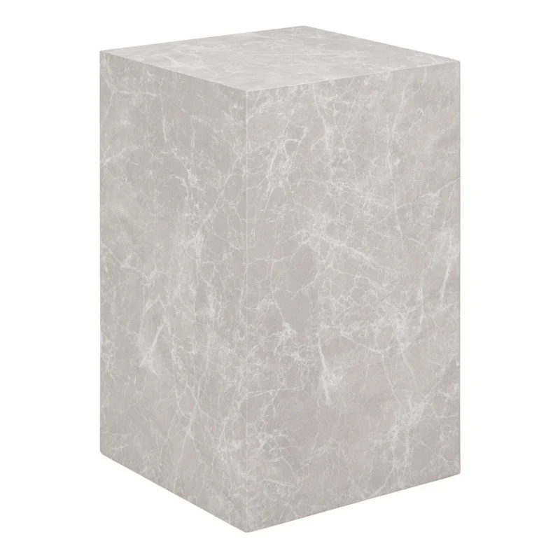 Design Beistelltisch POSTATO 50cm Marmor-Look beige creme Pflanzsäule