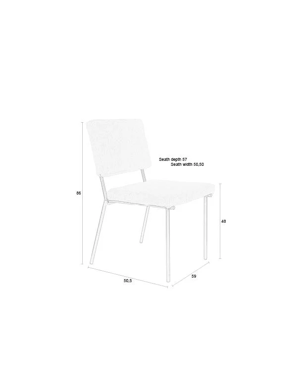Esszimmerstuhl Fellow 2er-Set Off-White mit Metallgestell, Zuiver