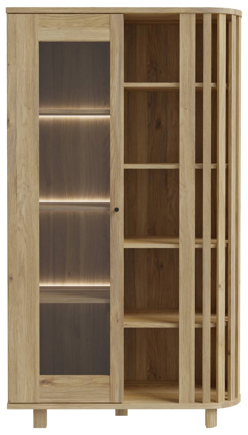 Highboard Vitrine RANFLURY Optik: Mauvella Eiche, von Forte