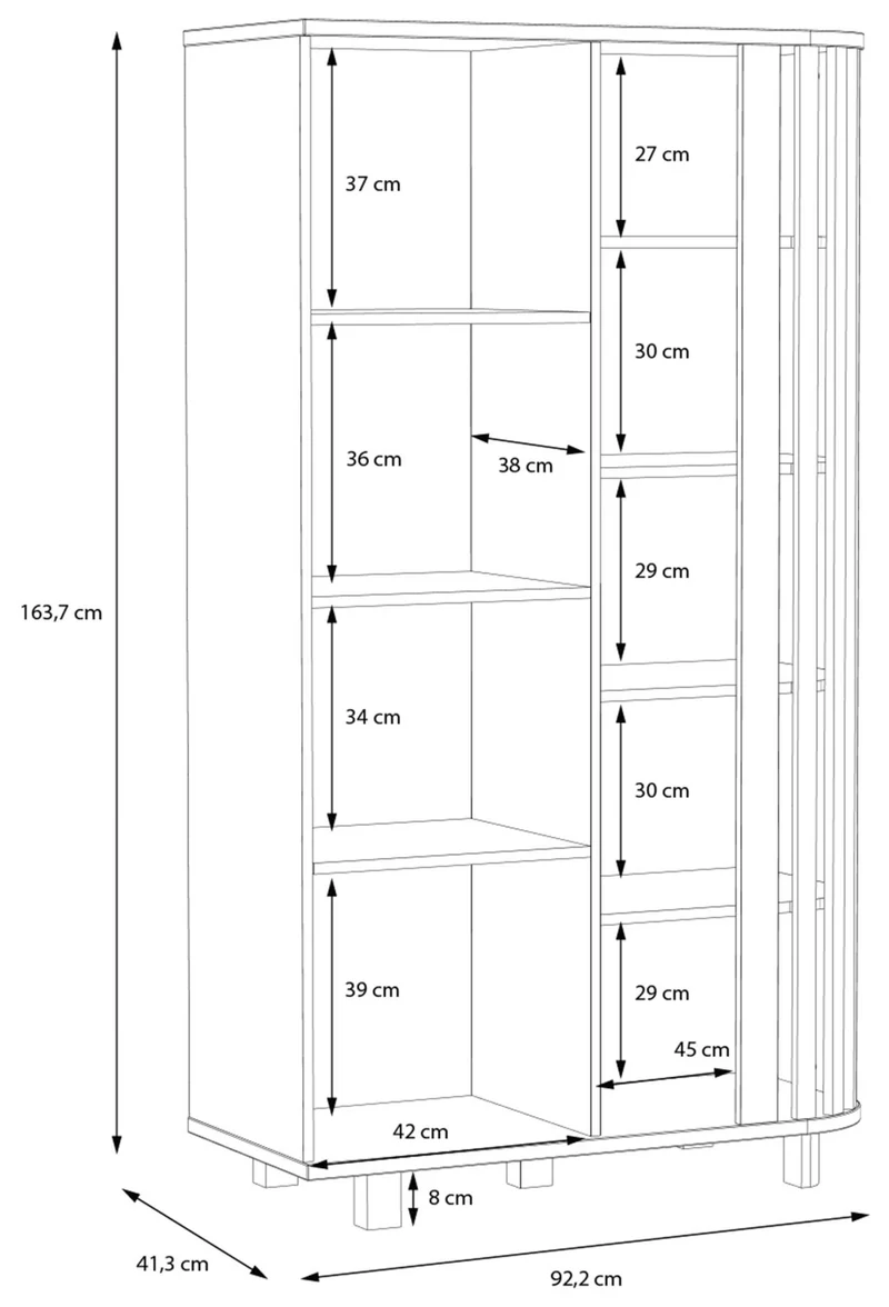 Highboard Vitrine RANFLURY Optik: Mauvella Eiche, von Forte