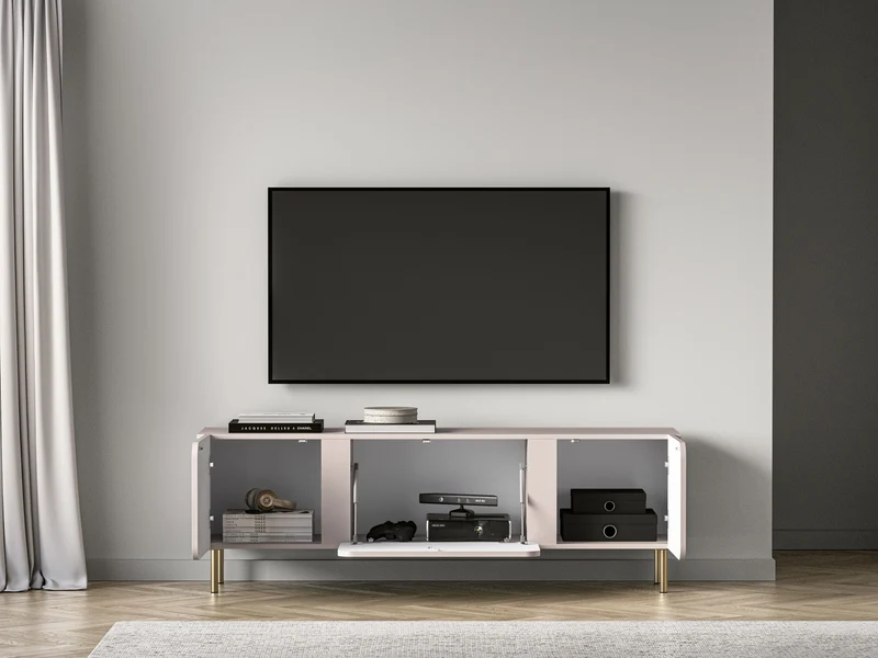 Zweiturige RTV-Kommode Loppa mit Klappe, 160 cm, Kaschmir