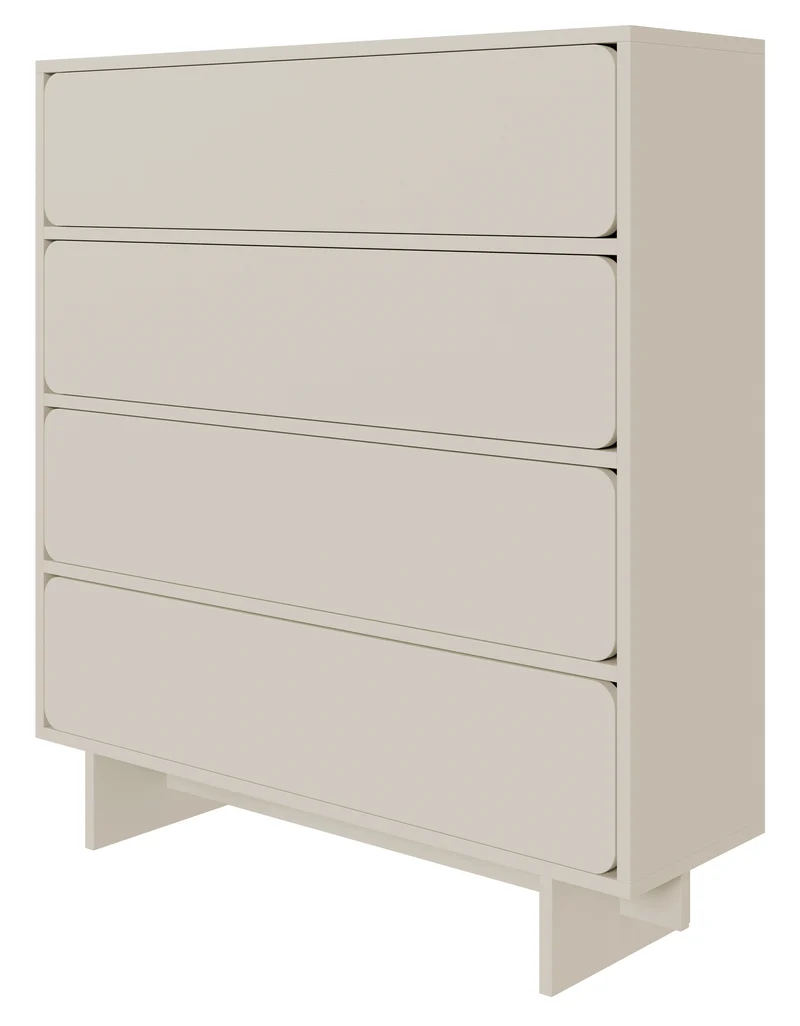 Kommode Wuwu mit vier Schubladen, 101 cm, grau-beige