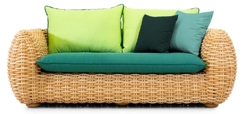 Casa Padrino Luxus 2er Gartensofa Naturfarben / Grün 194 cm