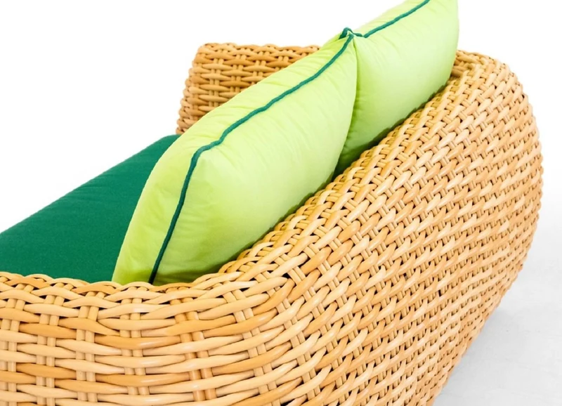 Casa Padrino Luxus 2er Gartensofa Naturfarben / Grün 194 cm