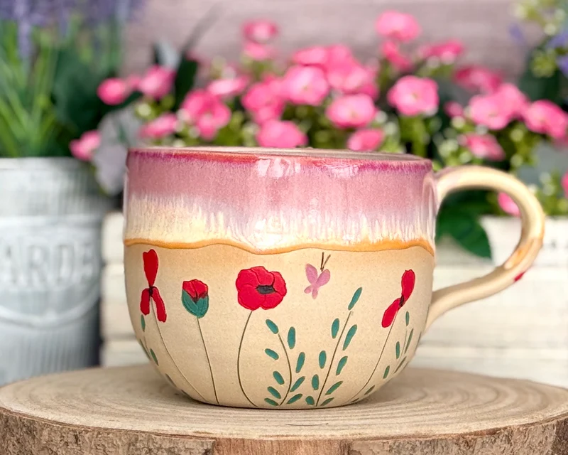 Produktionszeit bis zu 8 Wochen | Tasse mit Mohnen | 450ml