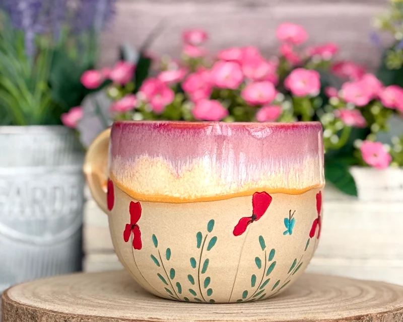 Produktionszeit bis zu 8 Wochen | Tasse mit Mohnen | 450ml