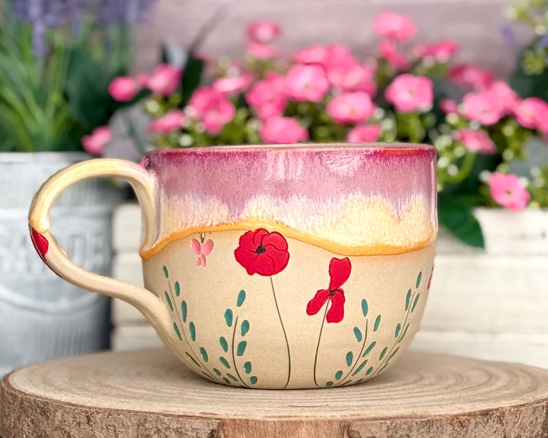 Produktionszeit bis zu 8 Wochen | Tasse mit Mohnen | 450ml