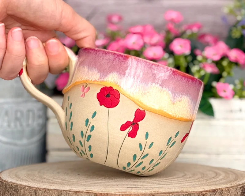 Produktionszeit bis zu 8 Wochen | Tasse mit Mohnen | 450ml
