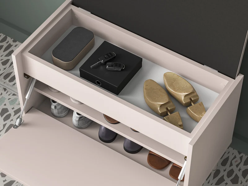 Schuhschrank Dioce mit Klappe und Sitzfläche 69 cm Kaschmir