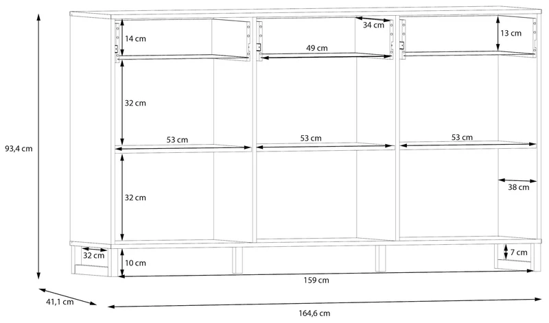 Sideboard SILBA mit 3 Türen 3 Schubladen Secret Grey oder Salbei