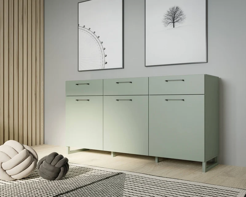 Sideboard SILBA mit 3 Türen 3 Schubladen Secret Grey oder Salbei