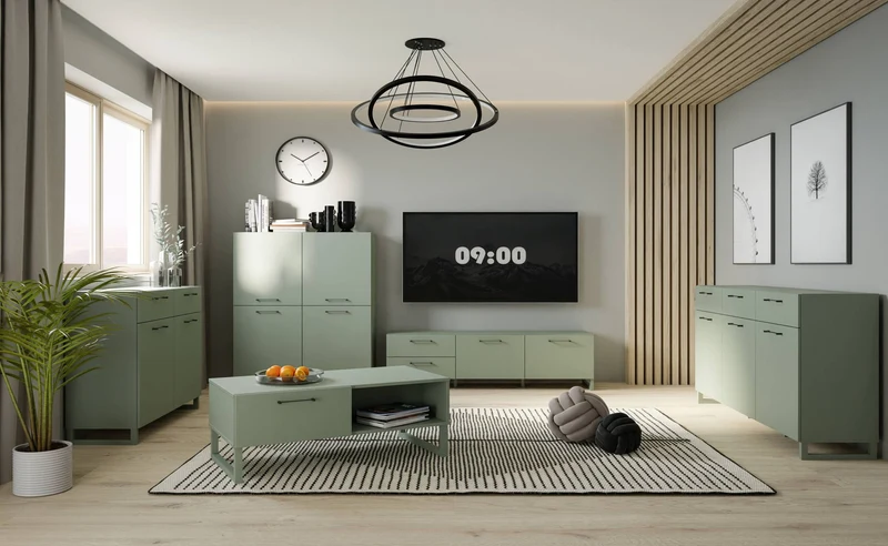 Sideboard SILBA mit 3 Türen 3 Schubladen Secret Grey oder Salbei