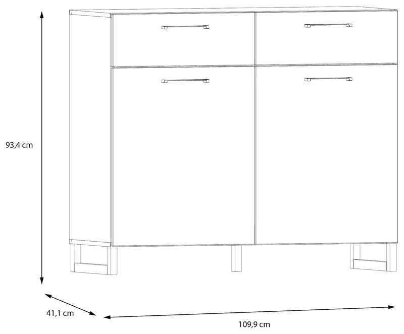 Sideboard Komode SILBA mit 2 Türen Secret Grey oder Salbei