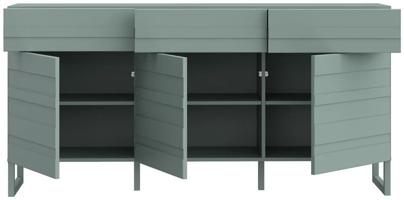Sideboard BRETANIA mit 3 Türen 3 Schubladen Weiß oder Salbei, von Forte