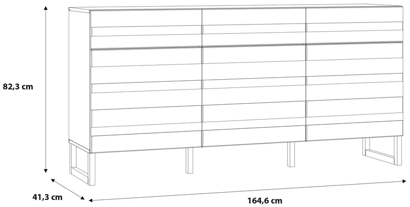 Sideboard BRETANIA mit 3 Türen 3 Schubladen Weiß oder Salbei, von Forte