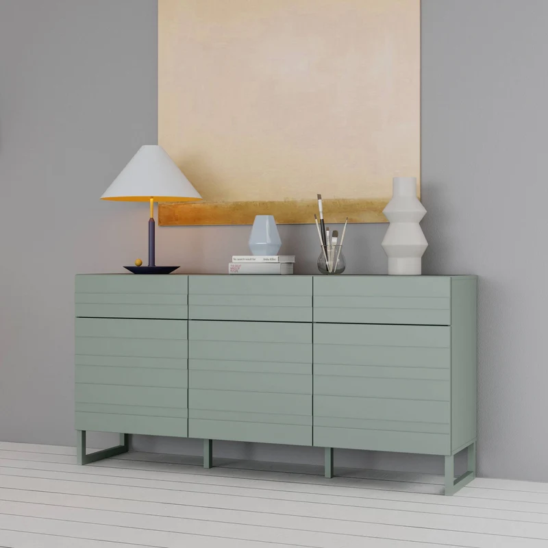 Sideboard BRETANIA mit 3 Türen 3 Schubladen Weiß oder Salbei, von Forte