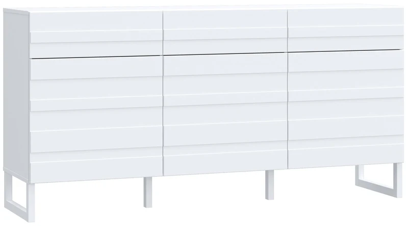 Sideboard BRETANIA mit 3 Türen 3 Schubladen Weiß oder Salbei, von Forte