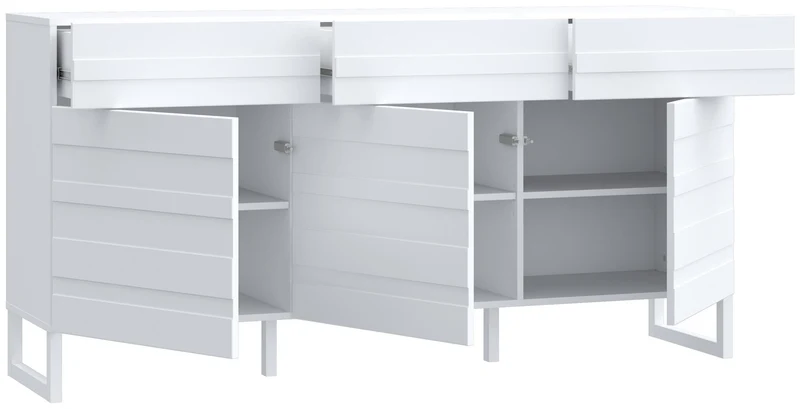 Sideboard BRETANIA mit 3 Türen 3 Schubladen Weiß oder Salbei, von Forte