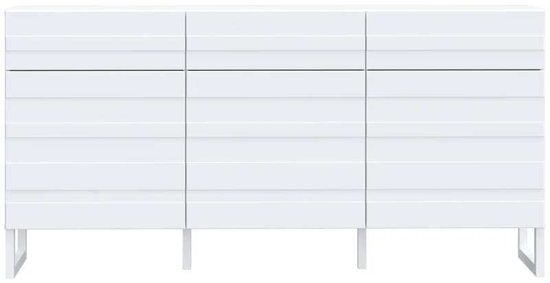 Sideboard BRETANIA mit 3 Türen 3 Schubladen Weiß oder Salbei, von Forte