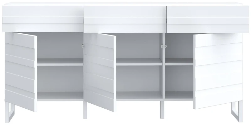 Sideboard BRETANIA mit 3 Türen 3 Schubladen Weiß oder Salbei, von Forte